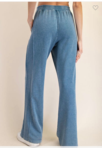 Wide Leg Mineral Wash Pants