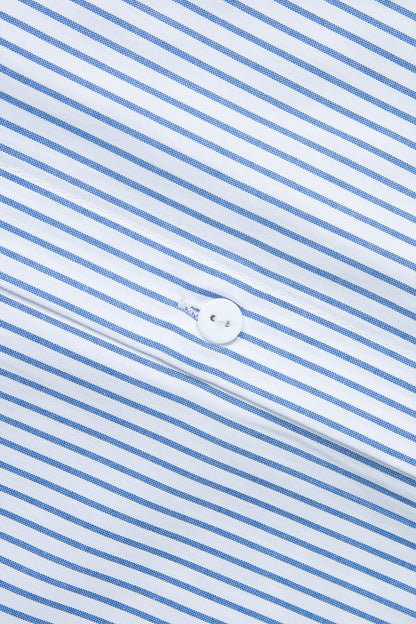 Sky Blue Stripe Colorblock Leopard Patchwork Chest Pocket Cuffed Sleeve Shirt