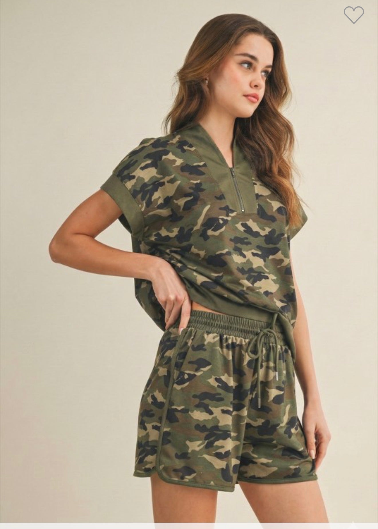Camo Quarter Zip Short Set