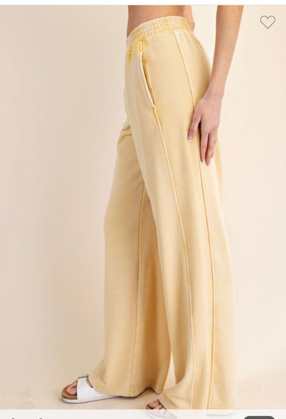 Wide Leg Mineral Wash Pants