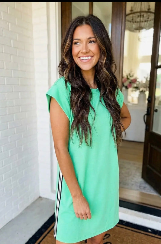 Green Dress with sports stripe