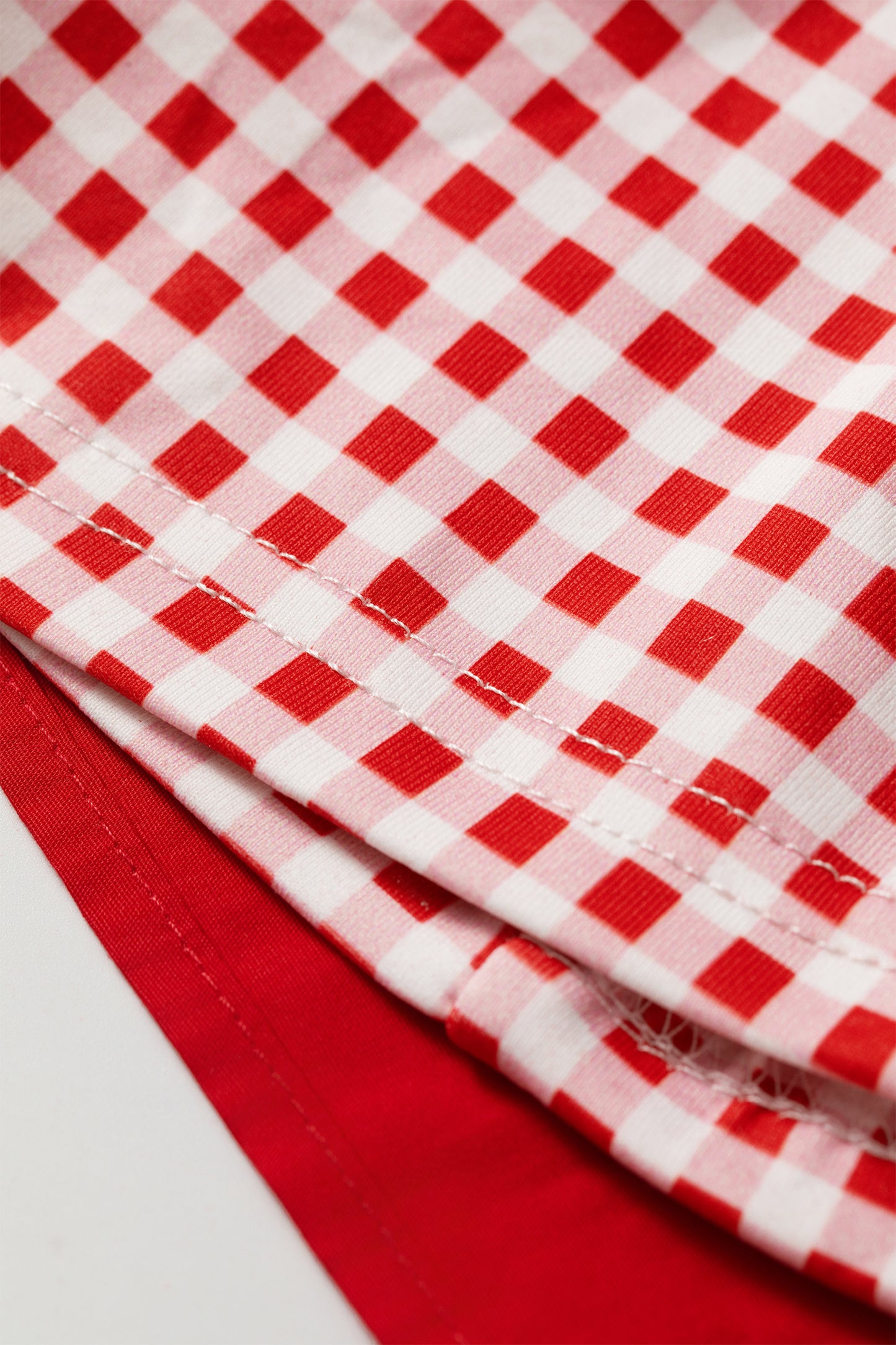 Racing Red Faux Two Piece Gingham Contrast Patchwork Loose Mini Dress