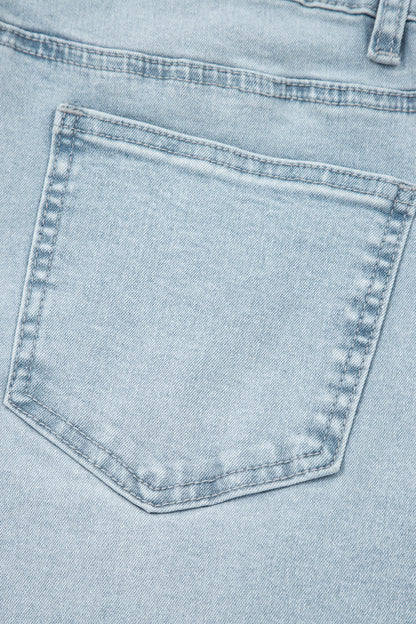 Beau Blue Frayed Cropped Straight Jeans