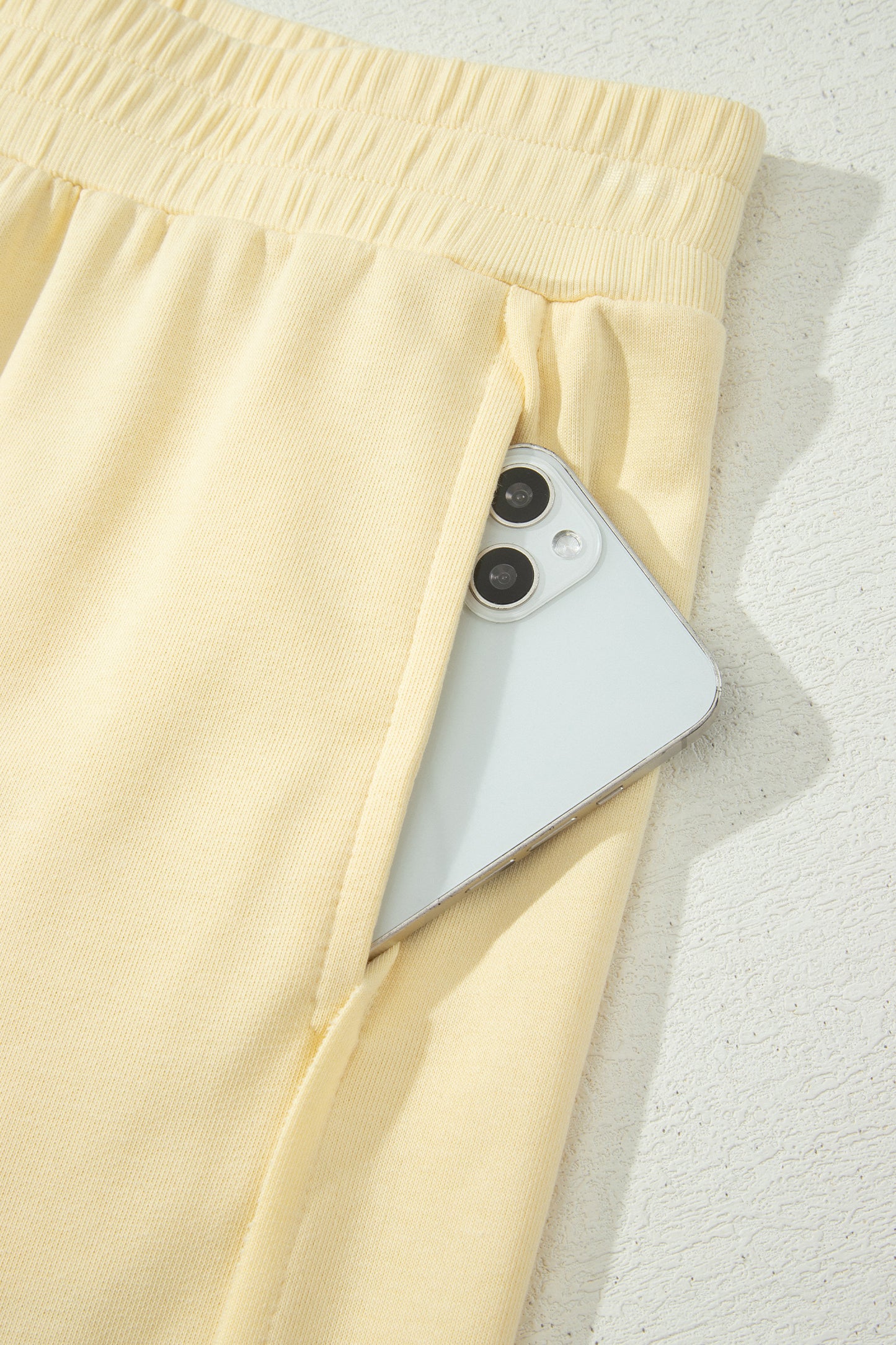 Yellow Cream Slim Ribbed Tank Top and Sweatpants Set