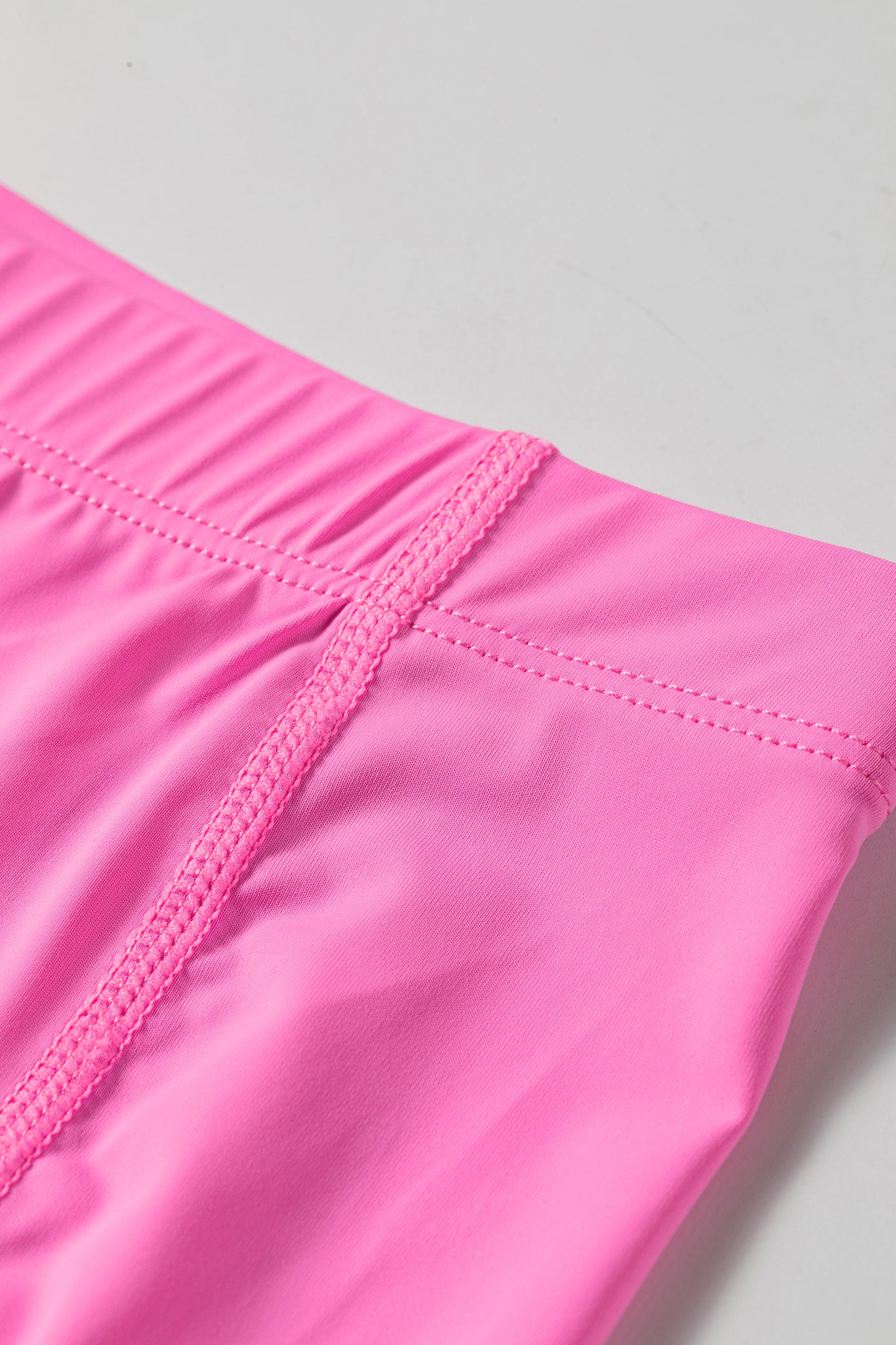 Bright Pink Solid Color Tunic Tank Dress Athletic Shorts Two Piece Set